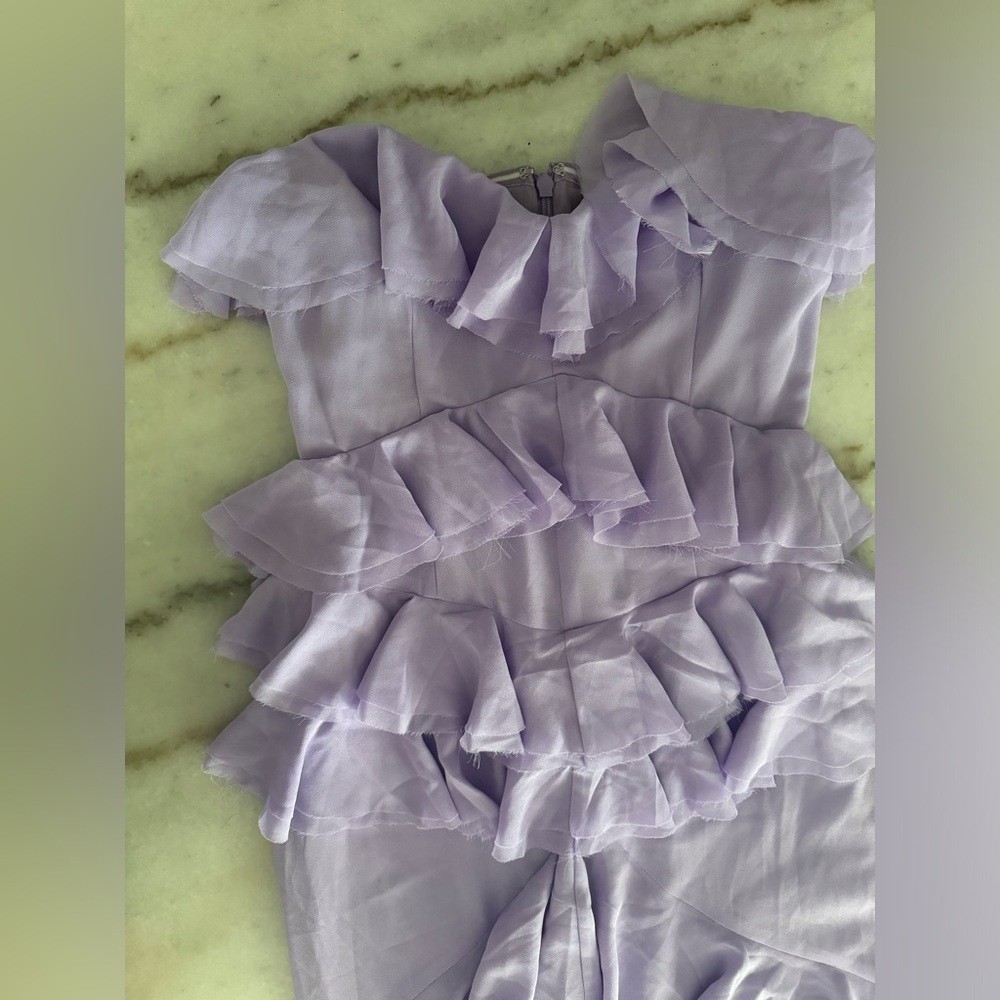 Michael Costello Strapless Lavender Ruffle Dress - Picture 4 of 8